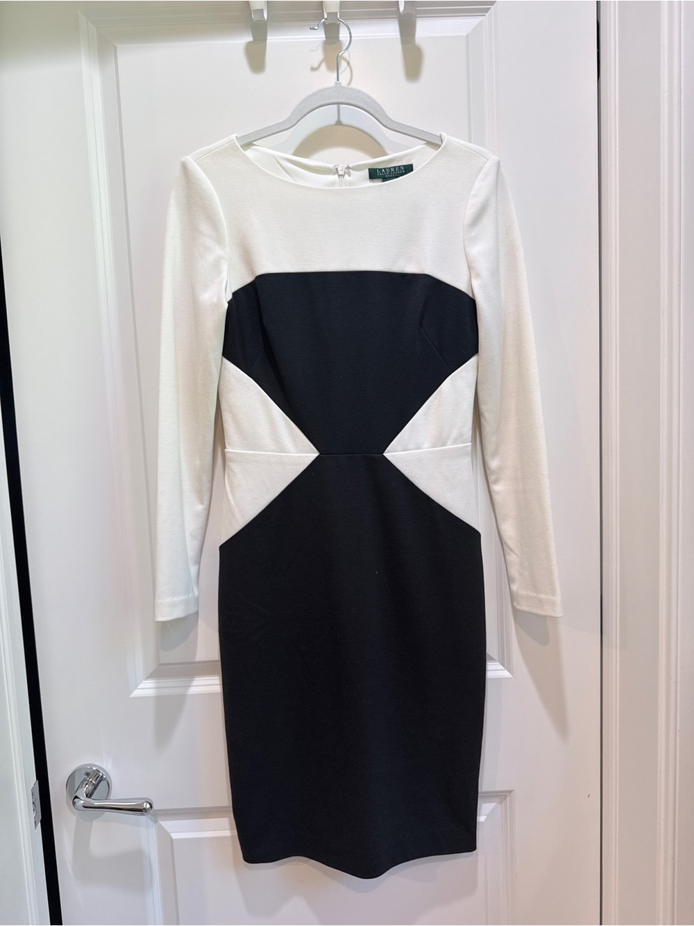 Ralph Lauren Black and White Long-Sleeve Sheath Dress